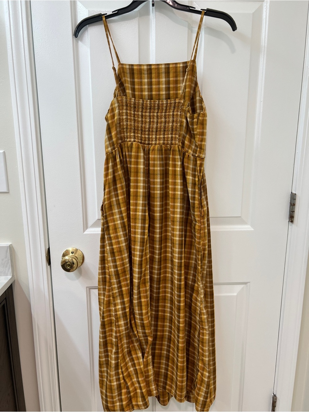 Old Navy Yellow and Brown Plaid Midi Dress - Picture 3 of 4